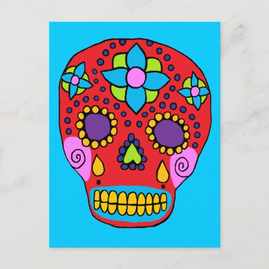 Mexican Folk Art Sugar Skull Postkarte (Vorderseite)