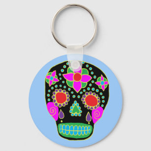 Mexican Folk Art Sugar Skull Schlüsselanhänger