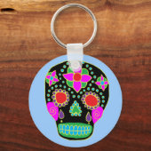 Mexican Folk Art Sugar Skull Schlüsselanhänger (Vorderseite)