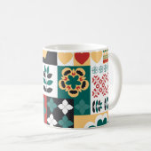 Mexican Geometric: Rot grünes Ornament. Kaffeetasse (VorderseiteRechts)