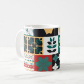 Mexican Geometric: Rot grünes Ornament. Kaffeetasse (Vorderseite Links)