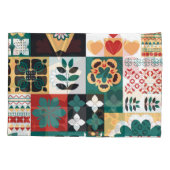 Mexican Geometric: Rot grünes Ornament. Kissenbezug (Rückseite)