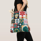 Mexican Geometric: Rot grünes Ornament. Tasche (Von Nahem)