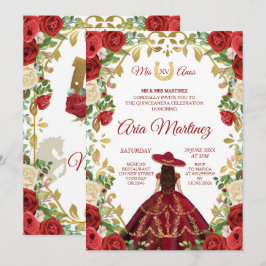 Mexican Girl Burgundy Dress 15. Geburtstag Einladung