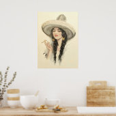 Mexican Girl - Vintage Kunst Poster (Küche)