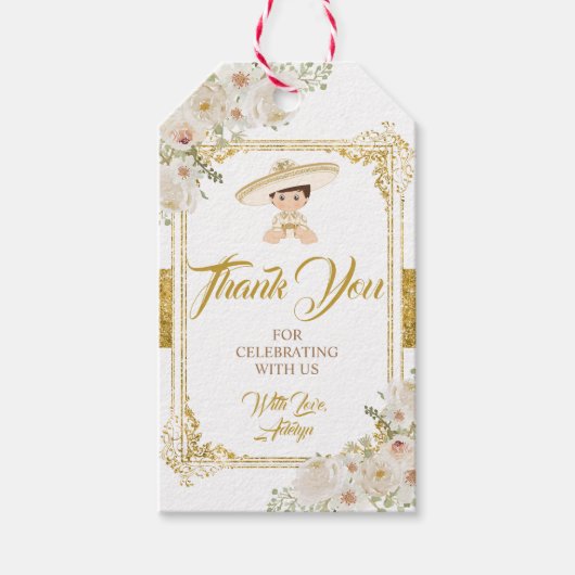 Mexican Gold Fiesta Boy Taufe Christening Geschenkanhänger (Vorderseite)