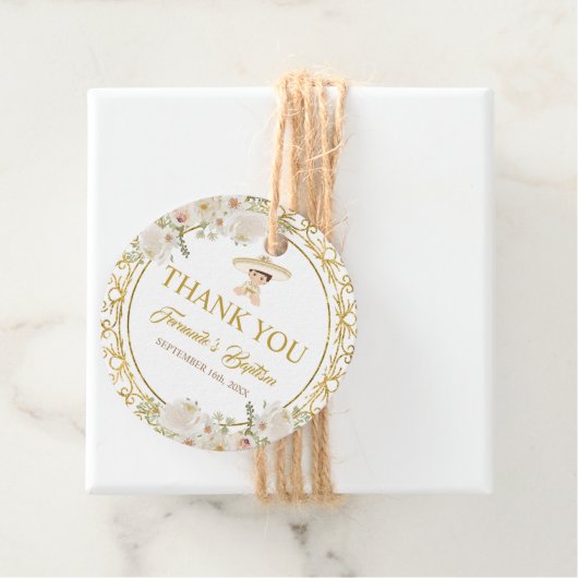 Mexican Gold Fiesta Boy Taufe Vielen Dank Geschenkanhänger (Beispiel)