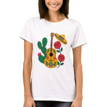 Mexican Guitar Sombrero and Cactus Fiesta Design
