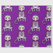 Mexican Halloween Cat Skelett Folklore Geschenkpapier (Flach)