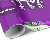 Mexican Halloween Cat Skelett Folklore Geschenkpapier (Rolleneckpunkt)