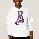 Mexican Halloween Cat Skelett Folklore Hoodie (Vorderseite)