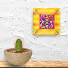 Mexican Huichol Golden & Lila Art Patterns