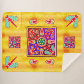 Mexican Huichol Golden & Lila Art Patterns Sherpadecke (Vorderseite (Horizontal))