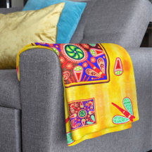 Mexican Huichol Golden & Lila Art Patterns