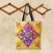 Mexican Huichol Golden & Lila Art Patterns Tasche