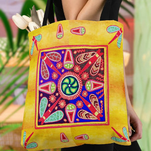 Mexican Huichol Golden & Lila Art Patterns Tasche
