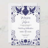 Mexican Indigo Violet Otomi Tenangos Boda Wedding Einladung (Vorderseite)