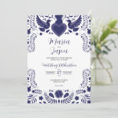 Mexican Indigo Violet Otomi Tenangos Boda Wedding Einladung (Stehend Vorderseite)