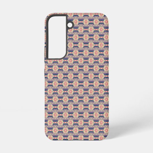 Mexican inspired pattern in blue, rose and beige samsung galaxy hülle (Rückseite)