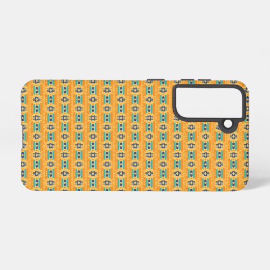 Mexican inspired pattern in yellow and blue samsung galaxy hülle (Rückseite (Horizontal))