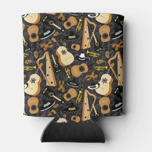 Mexican Mariachi Orchestra Cartoon Design Dosenkühler (Rückseite)