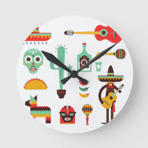 mexican mariachi runde wanduhr