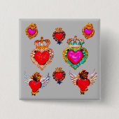 Mexican Milagros Charms Hearts Button (Vorderseite)
