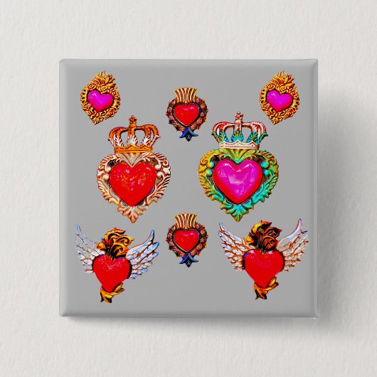 Mexican Milagros Charms Hearts Button (Vorderseite)