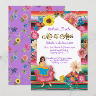 Mexican Mis 15 Anos Party Gold Glitzer Einladung