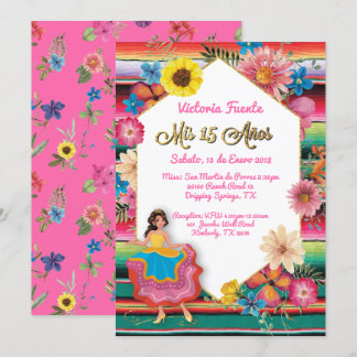 Mexican Mis 15 Anos Party Gold Glitzer Einladung