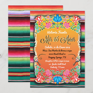 Mexican Mis 16 Anos Party Gold Glitzer Einladung