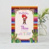 Mexican Muchachito Cactus Birthday Einladung (Stehend Vorderseite)