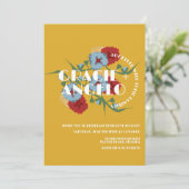 Mexican Mustard Blue Florals Wedding Einladung (Stehend Vorderseite)