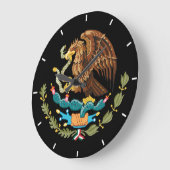 Mexican National Pride Coat of Arms Wall Clock Große Wanduhr (Winkel)