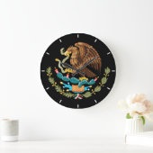 Mexican National Pride Coat of Arms Wall Clock Große Wanduhr (Zuhause)