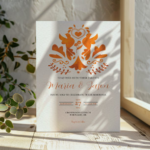Mexican Orange Moderne Minimalistische Hochzeit Einladung