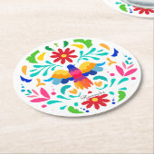Mexican Otomi Bird Design Runder Pappuntersetzer (Angewinkelt)