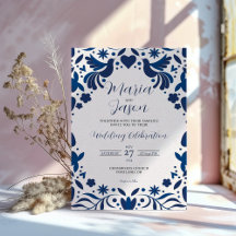Mexican Otomi Blue Floral Elegante Fiesta Wedding