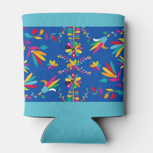 Mexican Otomi Design in Blues - Can Cooler Dosenkühler (Rückseite)