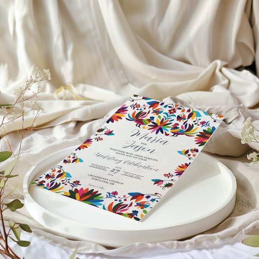 Mexican Otomi Tenangos Fiesta Folk Art Wedding Einladung