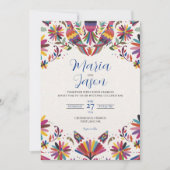 Mexican Otomi Tenangos Folk Art Floral Wedding Einladung (Vorderseite)