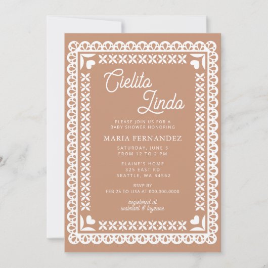 Mexican Papel Picado Cielito Lindo Baby Dusche Einladung (Vorderseite)