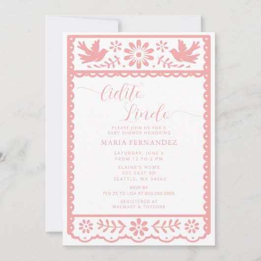 Mexican Papel Picado Cielito Lindo Baby Dusche Einladung (Vorderseite)