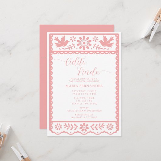 Mexican Papel Picado Cielito Lindo Baby Dusche Einladung (Vorderseite/Rückseite Beispiel)