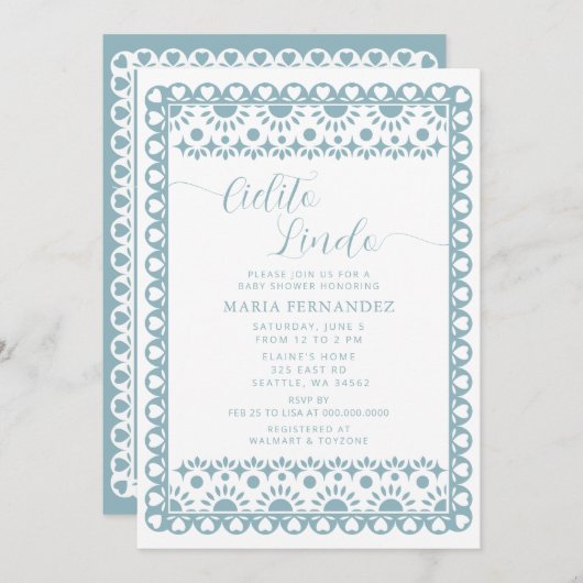 Mexican Papel Picado Cielito Lindo Baby Dusche Einladung (Vorne/Hinten)