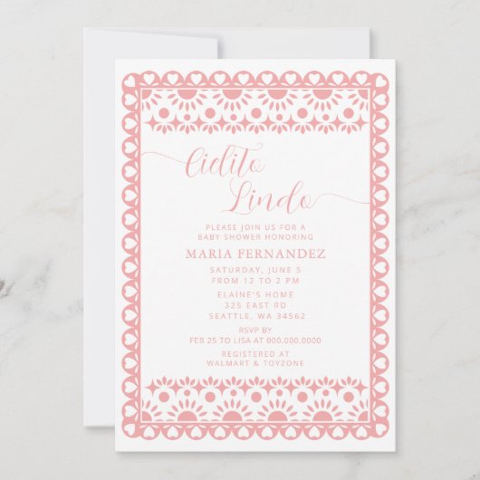 Mexican Papel Picado Cielito Lindo Baby Dusche Einladung (Vorderseite)