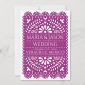 Mexican Papel Picado Magenta Folk Art Boda Wedding Einladung (Vorderseite)