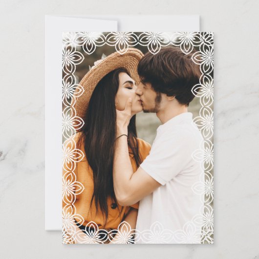 Mexican Papel Picado Terracotta Foto Boho Wedding Einladung (Rückseite)