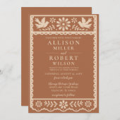 Mexican Papel Picado Terracotta Wedding Einladung (Vorne/Hinten)