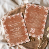 Mexican Papel Picado Terracotta White Boho Wedding Einladung